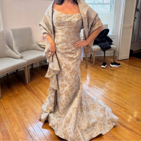 Montage by Mon Cheri M905 Brocade Floral Gown - Picture 6 of 8